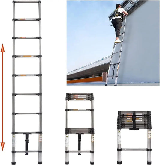 8.5FT/2.6M Multi-Purpose Folding Telescopic Ladder For Decorating Painting In/Outdoor Extendable Portable Loft, 330lb/150kg