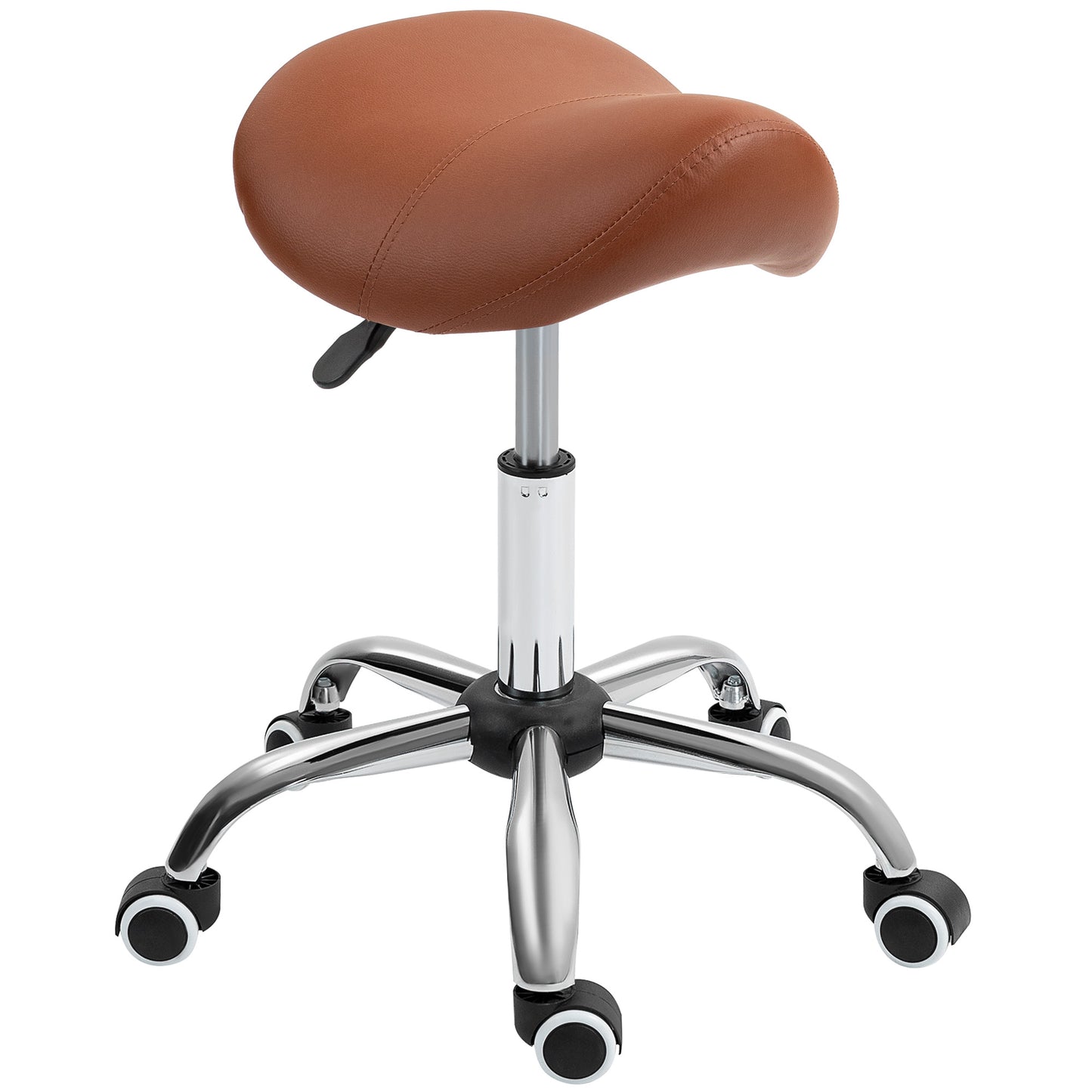 Saddle Stool, Height Adjustable Salon Chair for Massage Spa, Faux Leather