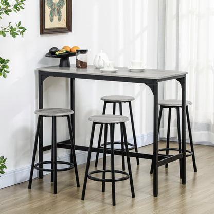 Five-Piece Industrial-Style Bar Table And Stool Set - Grey/Black