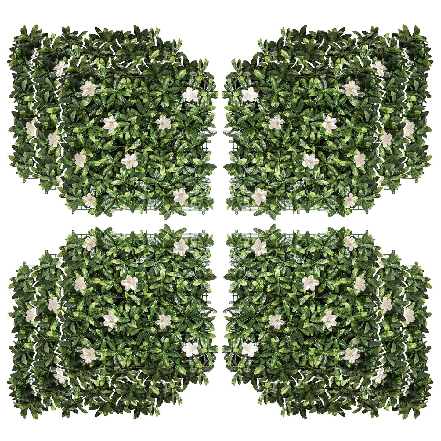 12 Piece Artificial Boxwood Wall Panels 20" x 20" Rhododendron Privacy Fence Screen Faux Hedge Greenery Backdrop for Garden Backyard Balcony