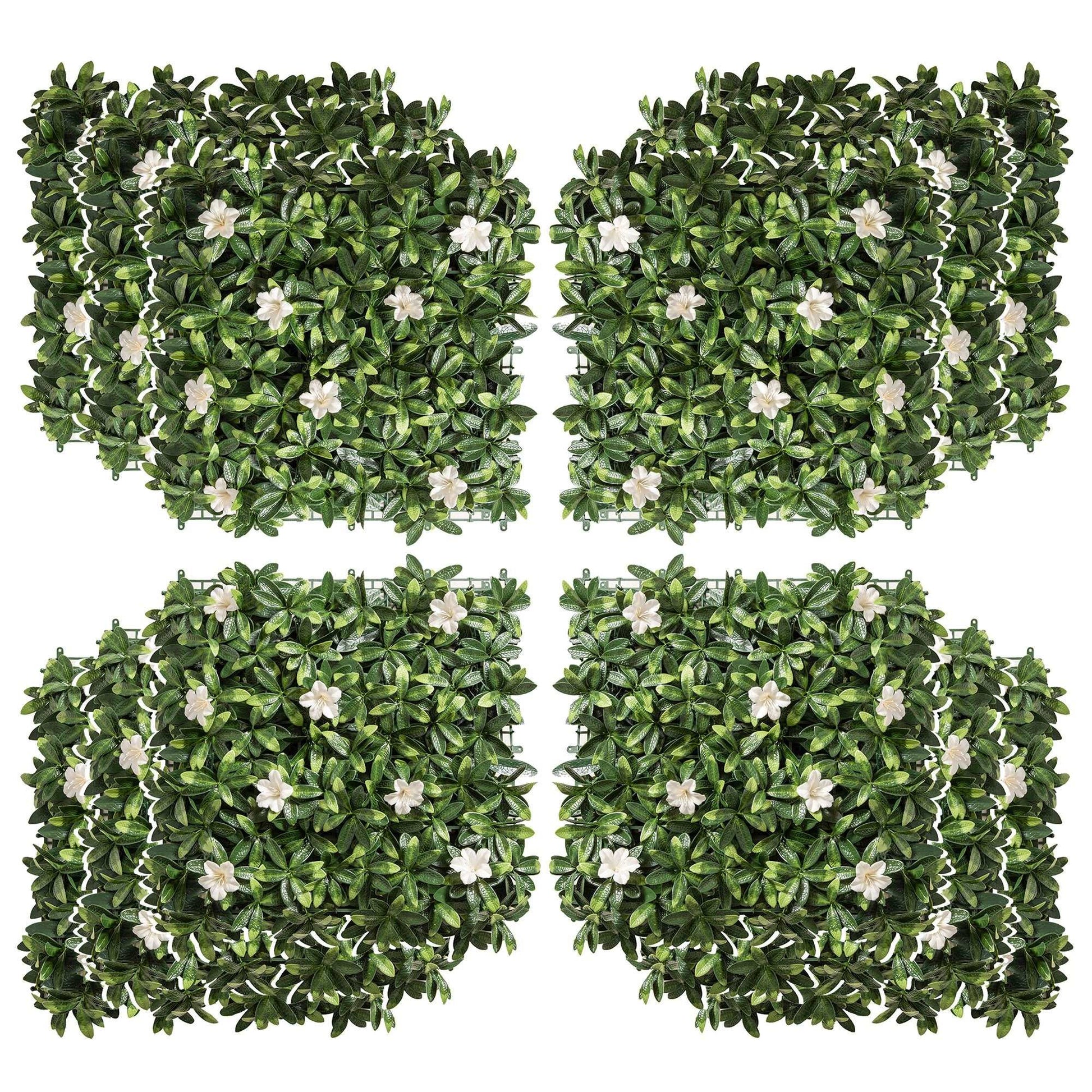 12 Piece Artificial Boxwood Wall Panels 20" x 20" Rhododendron Privacy Fence Screen Faux Hedge Greenery Backdrop for Garden Backyard Balcony