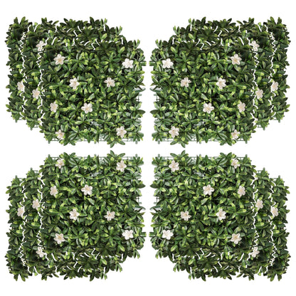 12 Piece Artificial Boxwood Wall Panels 20" x 20" Rhododendron Privacy Fence Screen Faux Hedge Greenery Backdrop for Garden Backyard Balcony