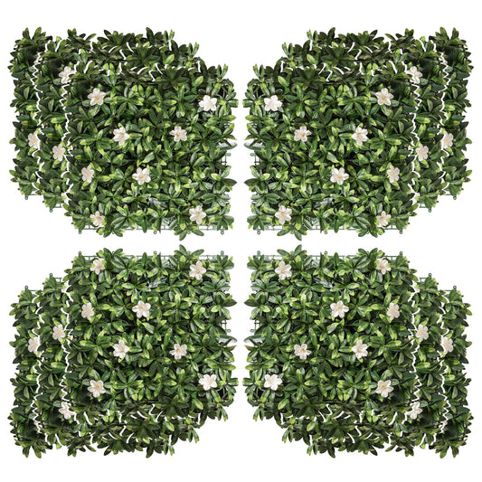 12 Piece Artificial Boxwood Wall Panels 20" x 20" Rhododendron Privacy Fence Screen Faux Hedge Greenery Backdrop for Garden Backyard Balcony