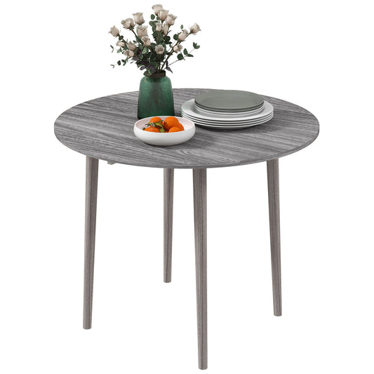 Folding Dining Table for 4, Round Drop Leaf Table, Modern Space Saving Small Kitchen Table with Wood Legs for Dining Room, Grey