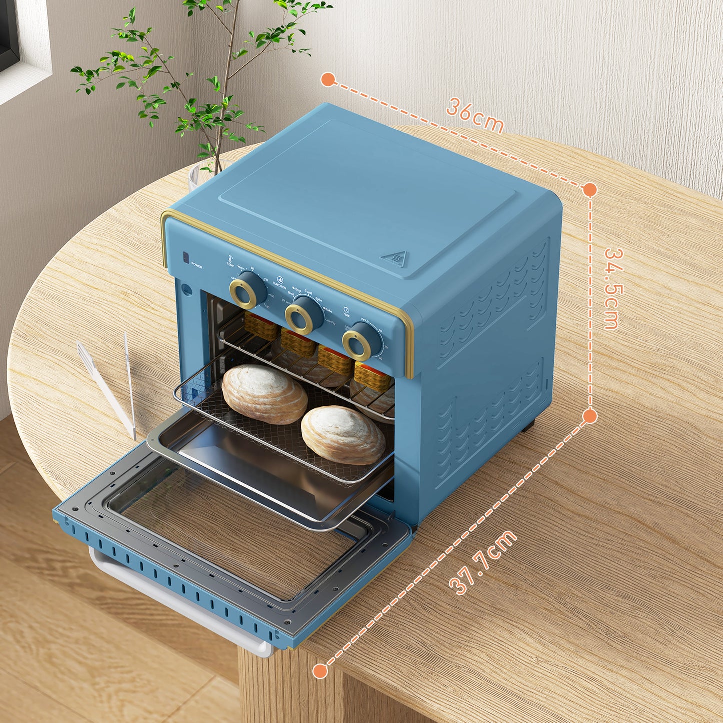 Vintage Retro Style 20L 90-230℃ Mini Electric Oven - Blue