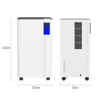 12L/Day Dehumidifier with Continuous Drainage, 2L Water Tank, 24H Timer, Digital Humidity Display, Filter, for Home Damp, Bedroom, Laundry Drying