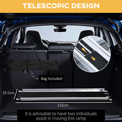 Telescopic Wheelchair Ramps 244L x 19.5Wcm, 270kg, Folding Aluminium Door Threshold Ramps For Home, Mobility Scooters, Doorways, Steps, Stairs