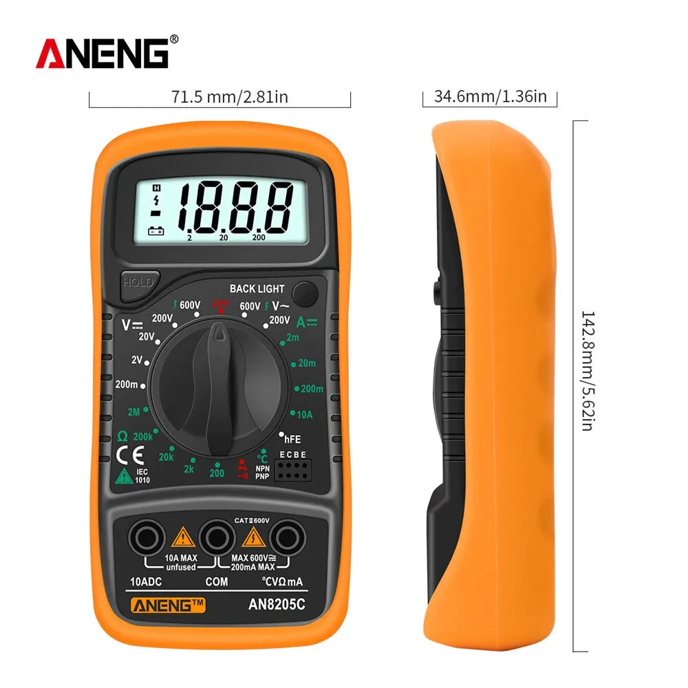 ANENG AN8205C Digital Multimeter AC/DC Ammeter Volt Ohm Multimeter Tester Meter With Thermocouple LCD Backlight Portable