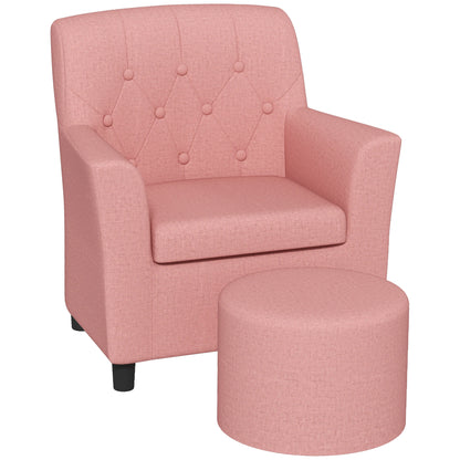 AIYAPLAY 2 Piece Kids Sofa Set with Footrest, for Playroom, Bedroom, Pink