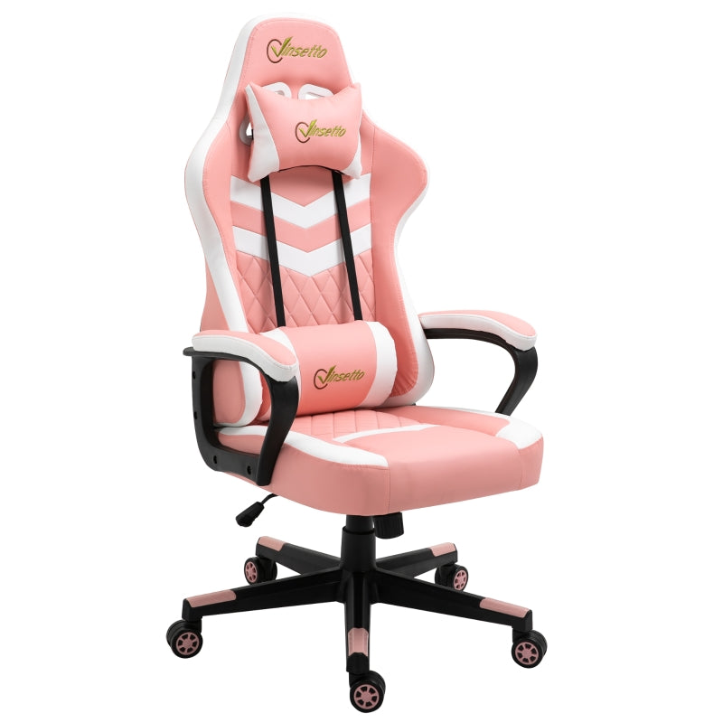 Racing Gaming Office Chair with Lumbar Support, Headrest, Swivel Wheel, PVC Leather Gamer Desk Chair for Home Office,