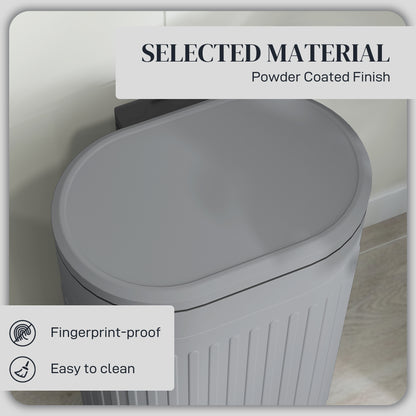 30 Litre Pedal Bin, Fingerprint Proof Kitchen Bin with Soft-close Lid, Metal Rubbish Bin with Foot Pedal and Removable Inner Bucket, Grey