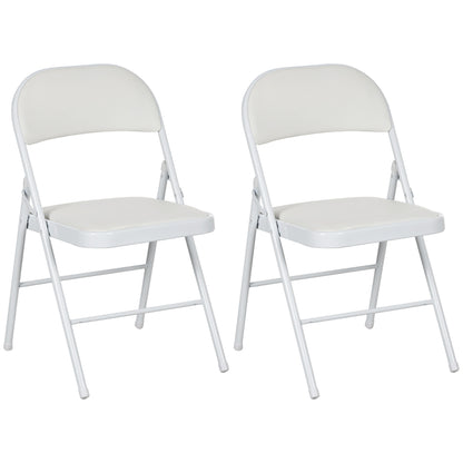 Set of Two Cushioned Steel Folding Chairs - White