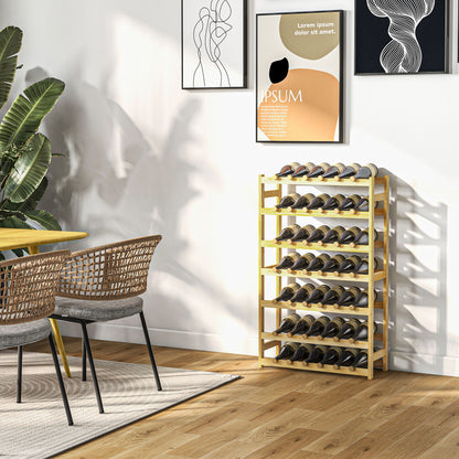 Pine Wood 42-Bottle Wooden Wine Rack - Natural Finish