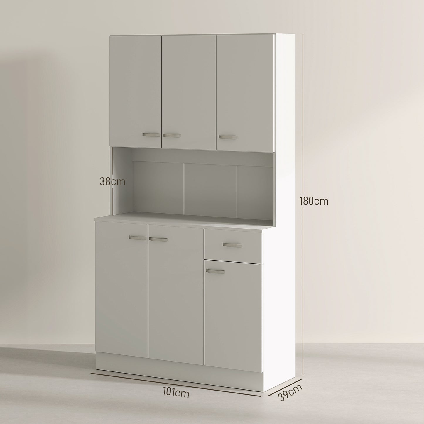 Freestanding Kitchen Pantry Storage Cabinet Cupboard Organiser - White