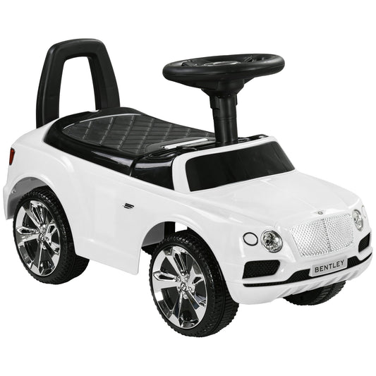 AIYAPLAY Bentley Bentayga Licensed Foot to Floor Ride on Car, Sliding Car Push Along Car w/ Under Seat Storage - White