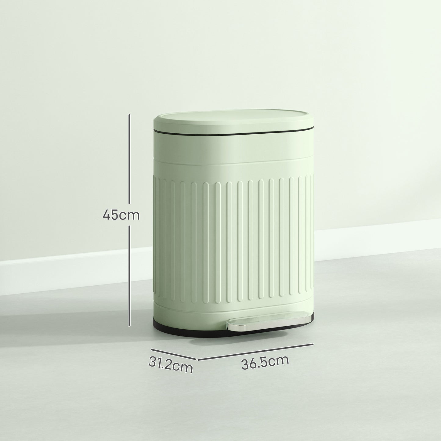 20 Litre Pedal Bin, Fingerprint Proof Kitchen Bin with Soft-close Lid, Metal Rubbish Bin with Foot Pedal and Removable Inner Bucket, Light Green