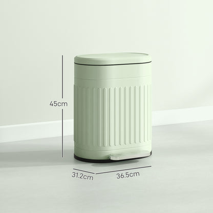 20 Litre Pedal Bin, Fingerprint Proof Kitchen Bin with Soft-close Lid, Metal Rubbish Bin with Foot Pedal and Removable Inner Bucket, Light Green