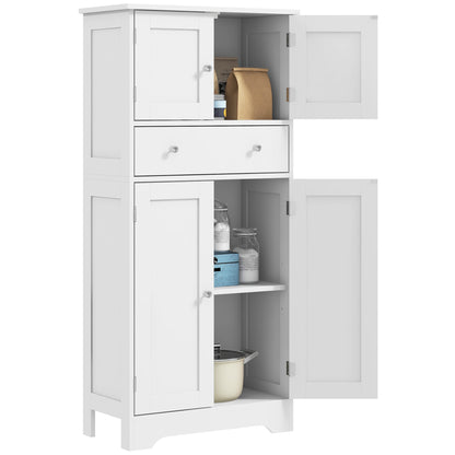 Kitchen Cupboard, Modern Freestanding Kitchen Storage Cabinet with Doors and Shelves, Kitchen Cabinet with Drawer and Adjustable Shelf, White