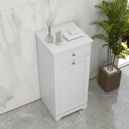 Bathroom Cabinet with Laundry Basket, Bathroom Storage Unit with Foldable Laundry Hamper and Drawer for Washroom, White