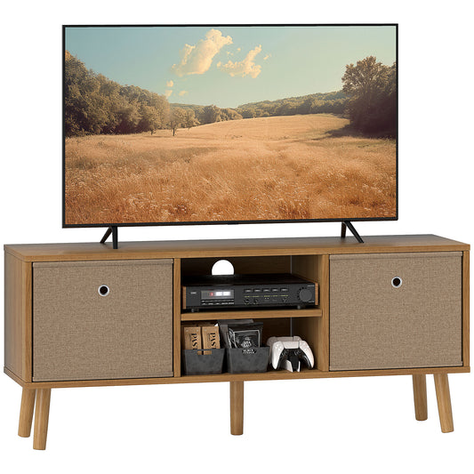 Retro Vintage Style TV Cabinet Stand Unit for TVs up to 50'' with Foldable Drawers, Entertainment Centre for Living Room Brown