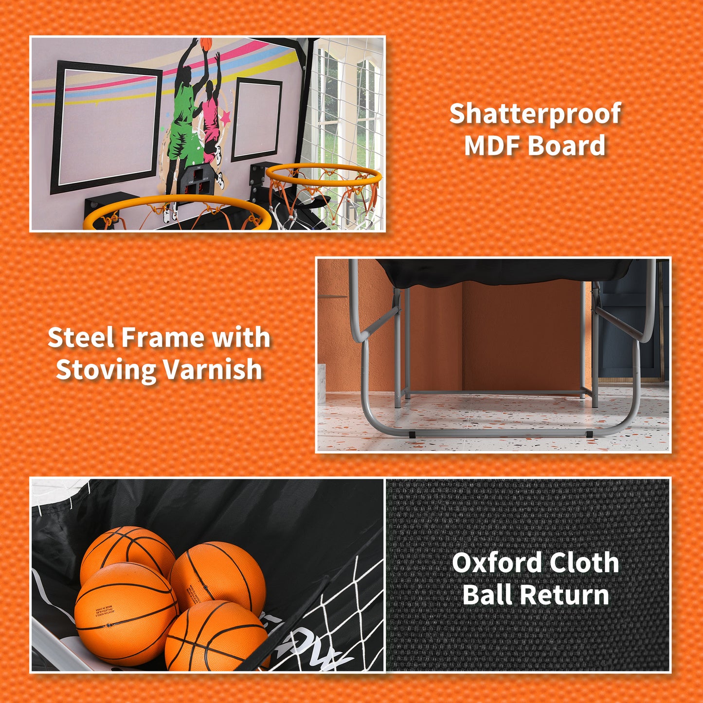 SPORTNOW Foldable Double Shot Basketball Arcade Game with 8 Modes