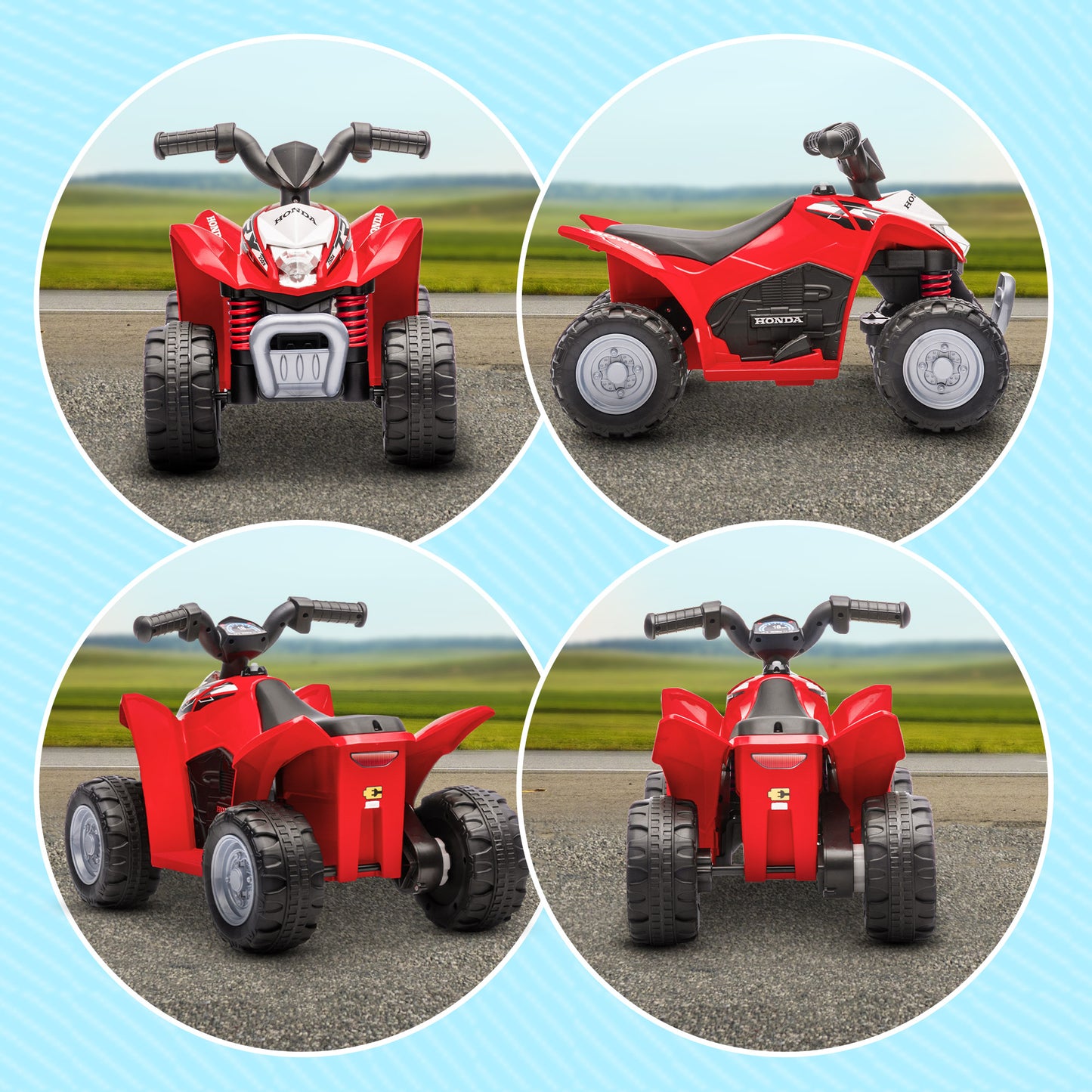 AIYAPLAY Honda Licensed Kids Electric Quad Bike 6V ATV Ride On for 1.5-3 Years Red