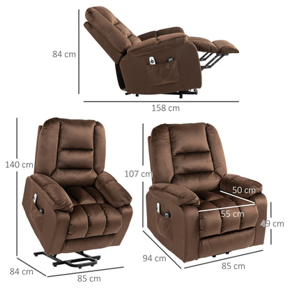 Lift Chair, Quick Assembly, Electric Riser And Recliner Chair With Vibration Massage, Heat, Side Pockets