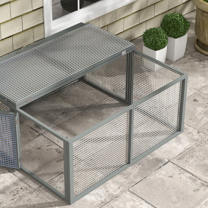 PawHut Wooden Folding Rabbit Guinee Pig Hutch Home House, Grey