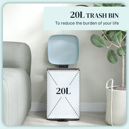 20L Modern Boxy Metal Home Kitchen Bin - Light Green