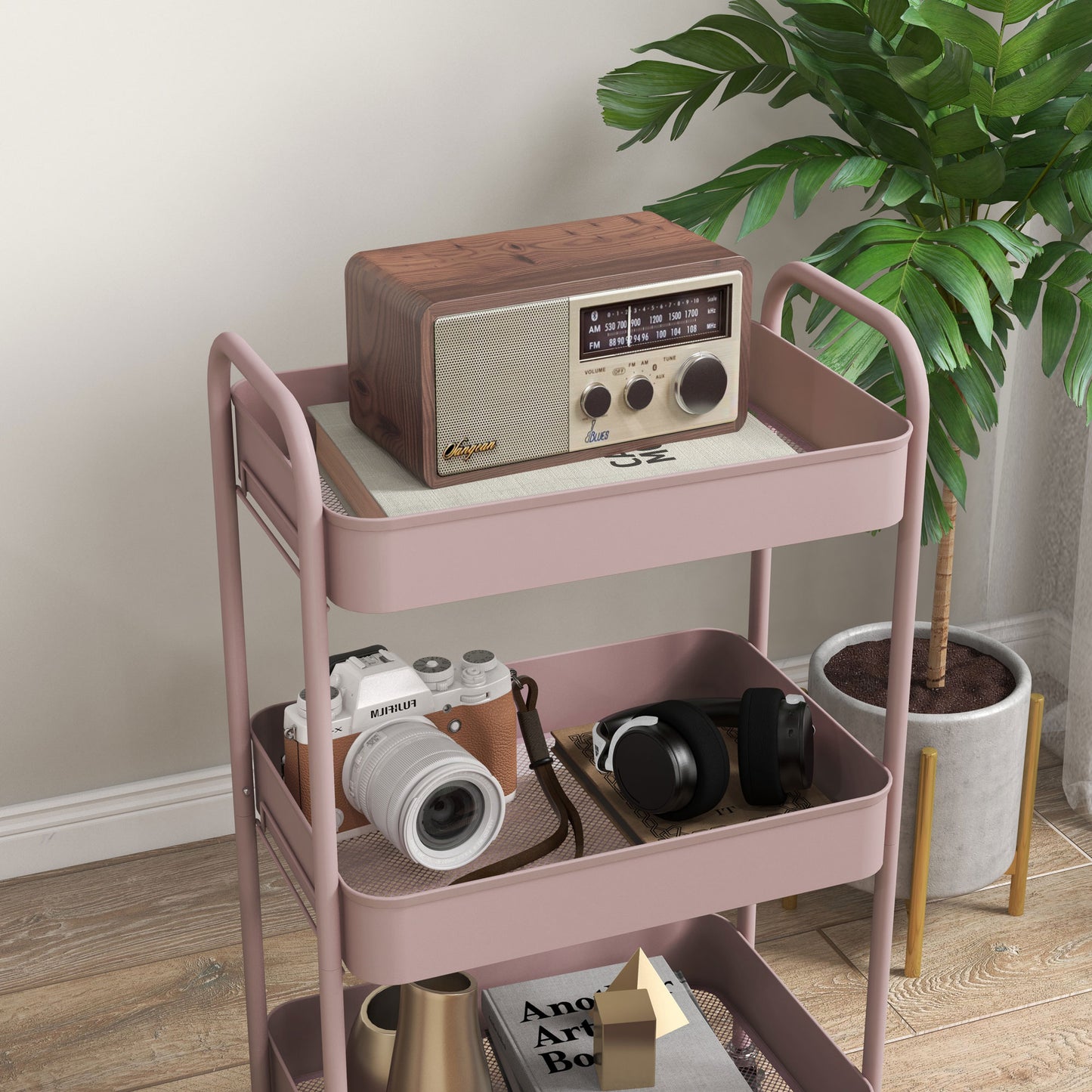 Three-Tier Steel Storage Trolley - Pink Or Blue