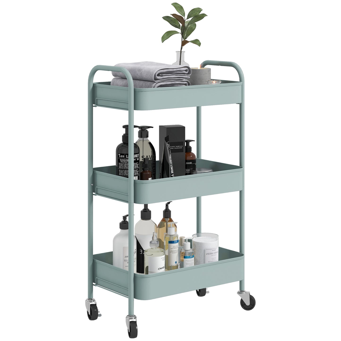 Three-Tier Steel Storage Trolley - Pink Or Blue