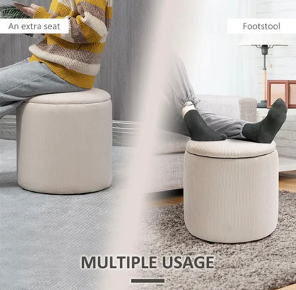 Modern Storage Ottoman With Removable Lid Fabric Storage Dressing Table Foot Stool Set of 2 Grey