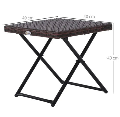 Outdoor Small Folding Square Rattan Coffee Bistro Wicker Weave Side Table - Brown