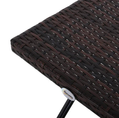 Outdoor Small Folding Square Rattan Coffee Bistro Wicker Weave Side Table - Brown