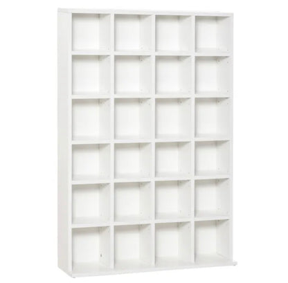 480 CD / 312 DVD Storage Shelf Rack Media Storage Unit Shelves Racks Wooden Bookcase Display Unit with 4 Adjustable Shelves White