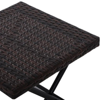 Outdoor Small Folding Square Rattan Coffee Bistro Wicker Weave Side Table - Brown