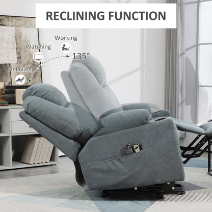 Lift Chair, Quick Assembly, Riser and Recliner Chair with Vibration Massage, Heat, Cup Holders, Charcoal Grey