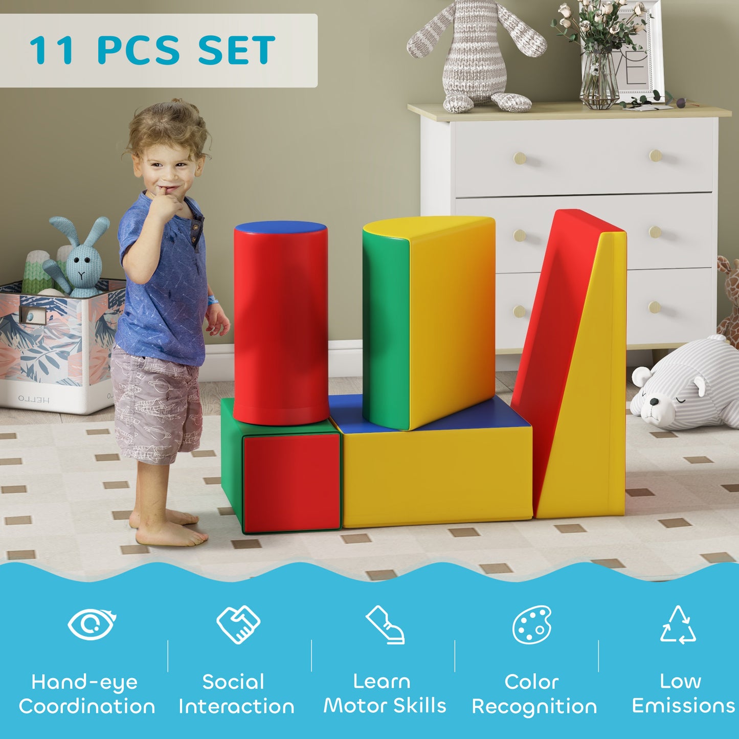 5 Piece Soft Safe Foam Playset, Climb and Crawl Activity Toy for Toddlers, Multicolour