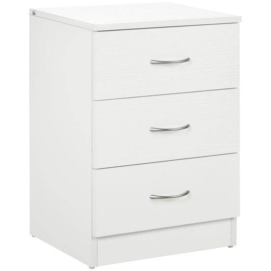 Three-Drawer Simple Bedside Table Nightstand - White