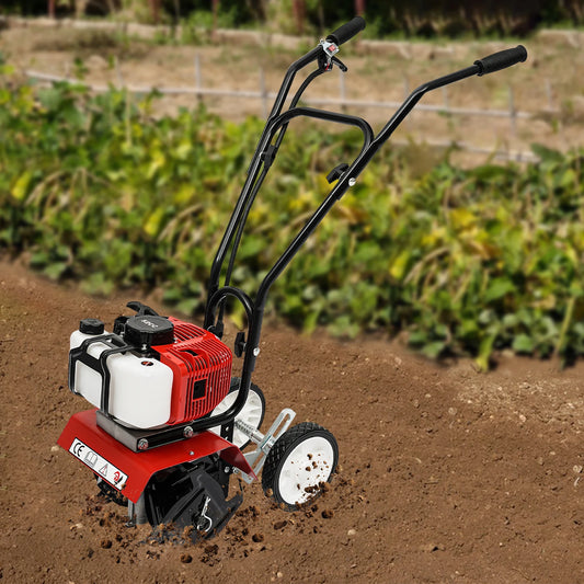 Petrol 2-Stroke Powered Mini Tiller Cultivator Effortless Garden Tools For Turn Soil And Open Furrows