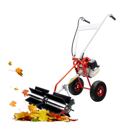 Grass Sweeper Portable 2-stroke 43cc Grass Brush Electric Broom Hand-held Lawn Sweeping Tool Petrol Powered