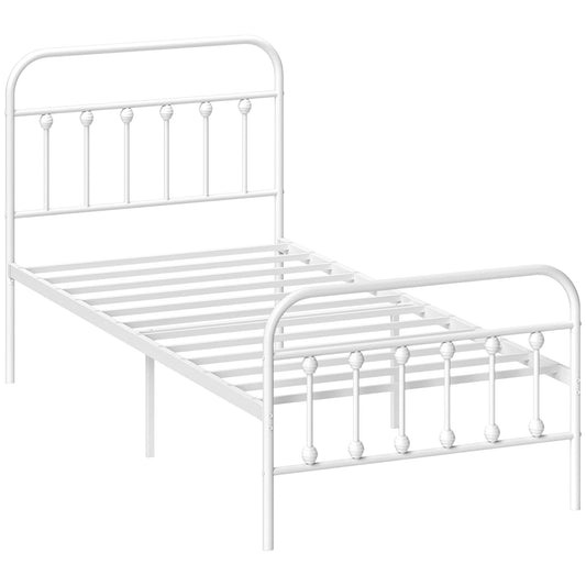 Single Minimalistic Metal Bed Frame - White