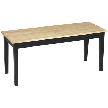 102 cm Wood Dining Bench for 2 People, Wooden Bench for Kitchen, Dining Room, Entryway, Black