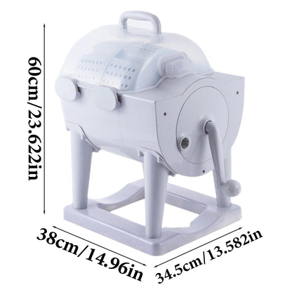 Portable Manual Mini Washing Machine Hand Powered Rock Drum Spin Dryer Non-Electric For Camping Travelling Camper Van Small Space