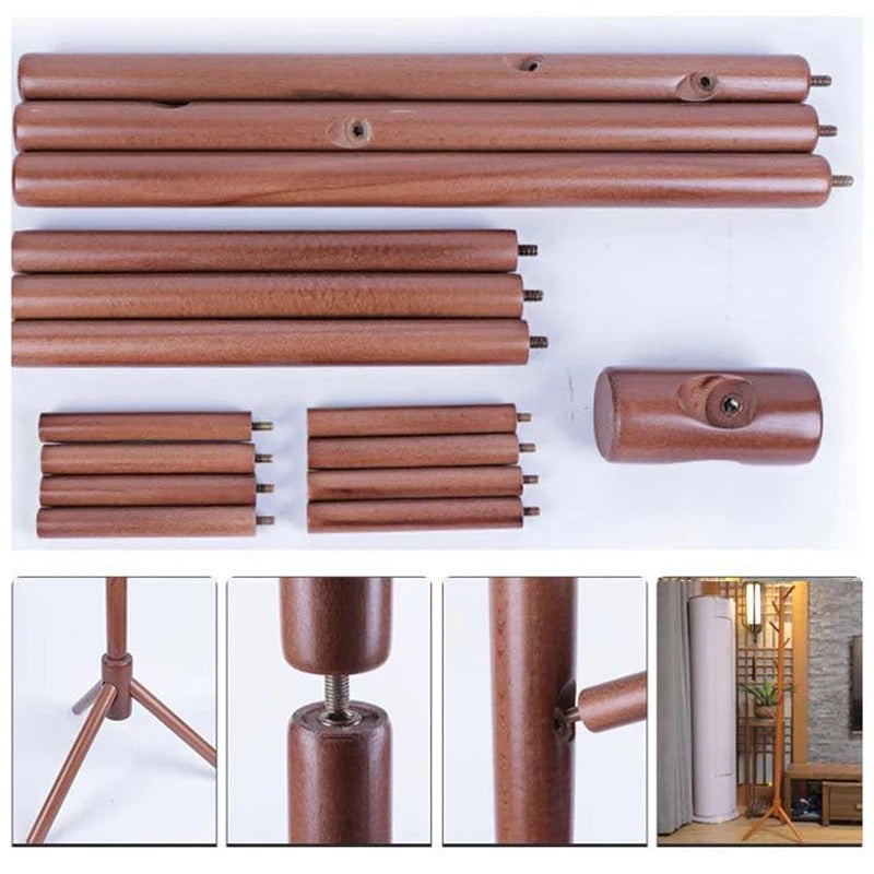 Coat Hat Hanger Wooden Pole Storage Rack Slender Hanging Bracket Shelf Hat Holder Hook