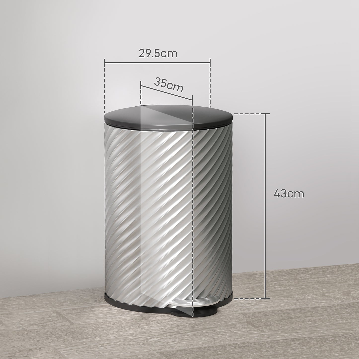 20 Litre Kitchen Bin, Stainless Steel Pedal Bin with Soft-close Lid, Fingerprint Proof Cylindrical Rubbish Bin with Foot Pedal,  Removable Bucket, Silver