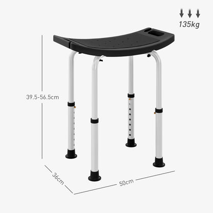 Height Adjustable Bath Stool, Aluminium Shower Stool with Non-Slip Pads -  Black