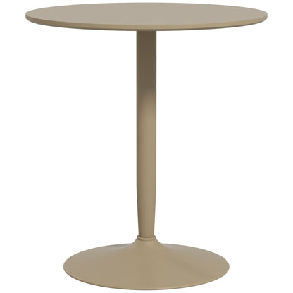 Round Dining Table, Modern Dining Room Table with Steel Base, Non-slip Foot Pad, Space Saving Dining Table, Light Brown