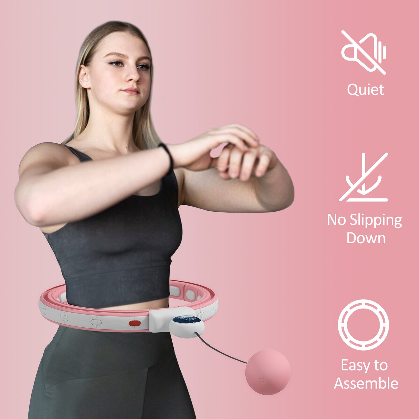 SPORTNOW Smart Weighted Hula Hoop, Massage Hula Ring With 16 Detachable Knots, 360° Auto-Rotating Ball And Digital Counter