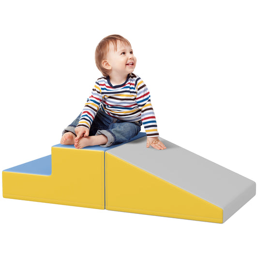 2 Piece Soft Play Set for Toddler Climb and Crawl, for 12-36 Months, Grey